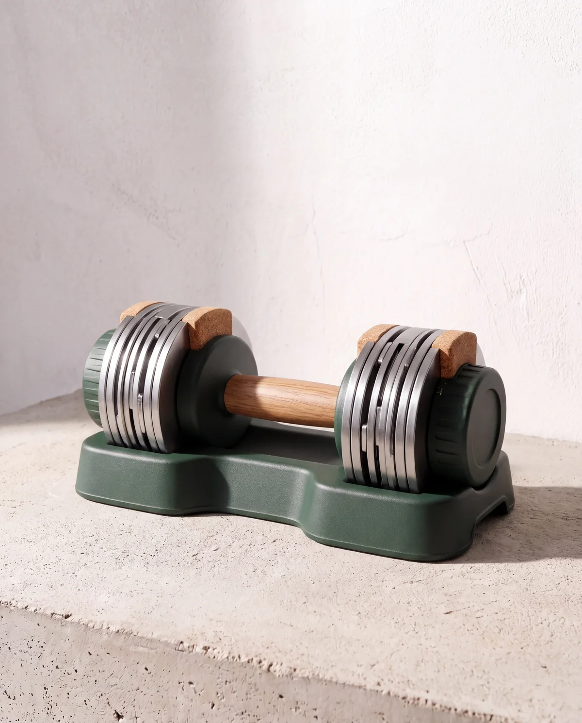 Adjustable dumbbell pair, 5 to 40 lb each