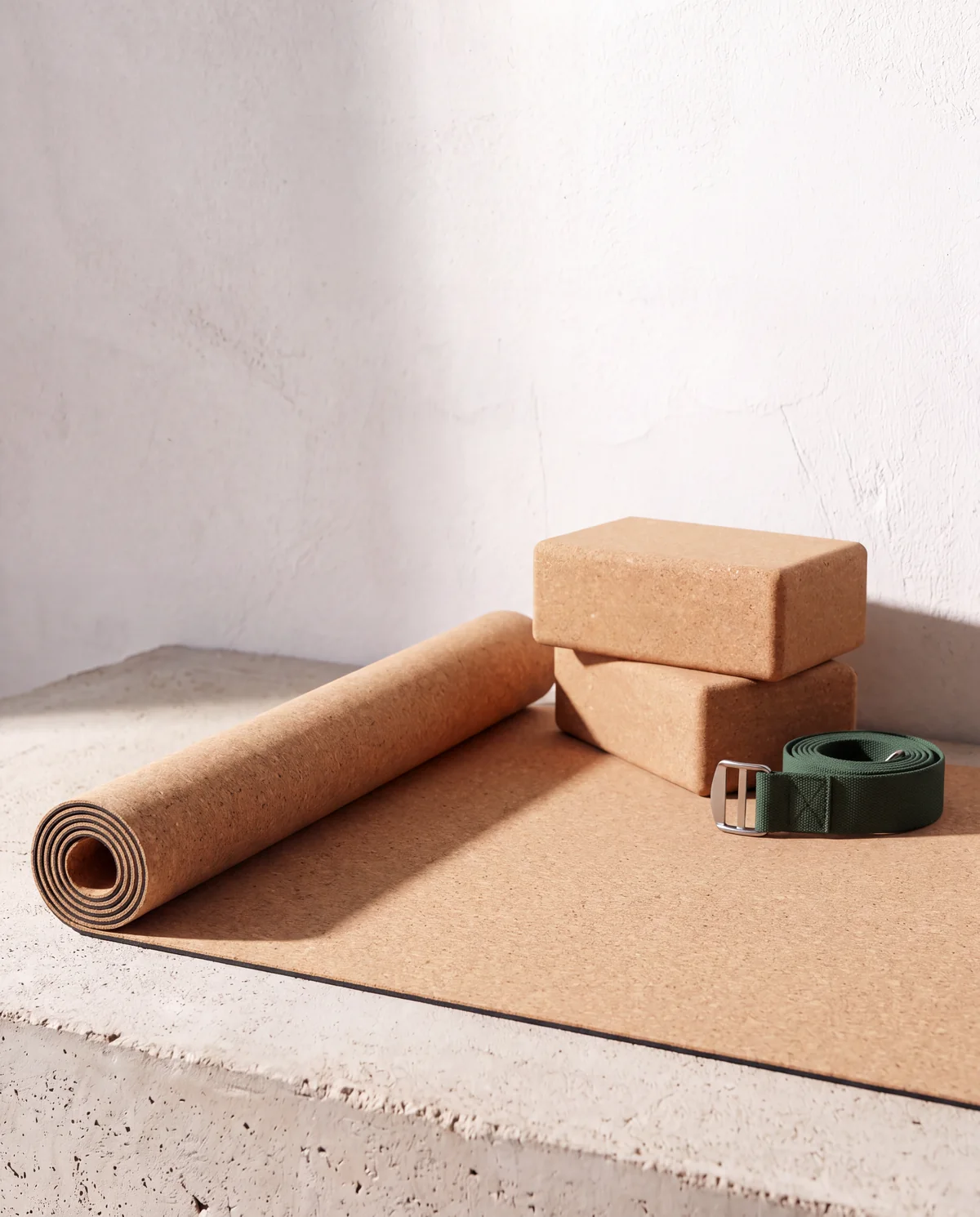 Cork Yoga Mat Set, 4 pieces